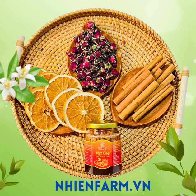 Trà hoa cam quế (30 gói) + Mật ong ngâm Đông Trùng Hạ Thảo (100ml)
